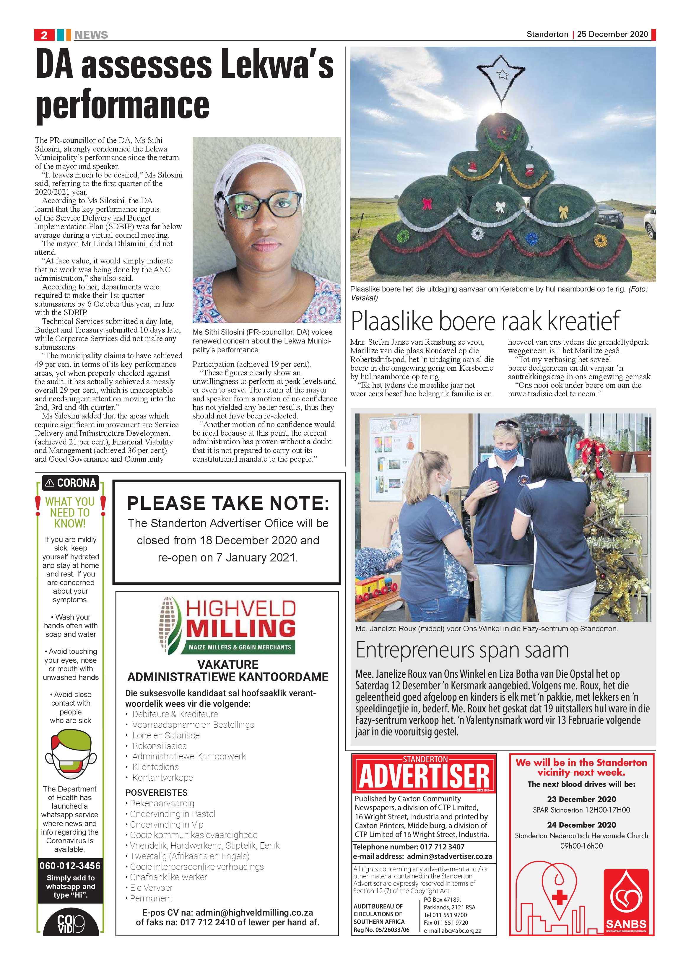 Standerton Advertiser 25 December 2020 page 2