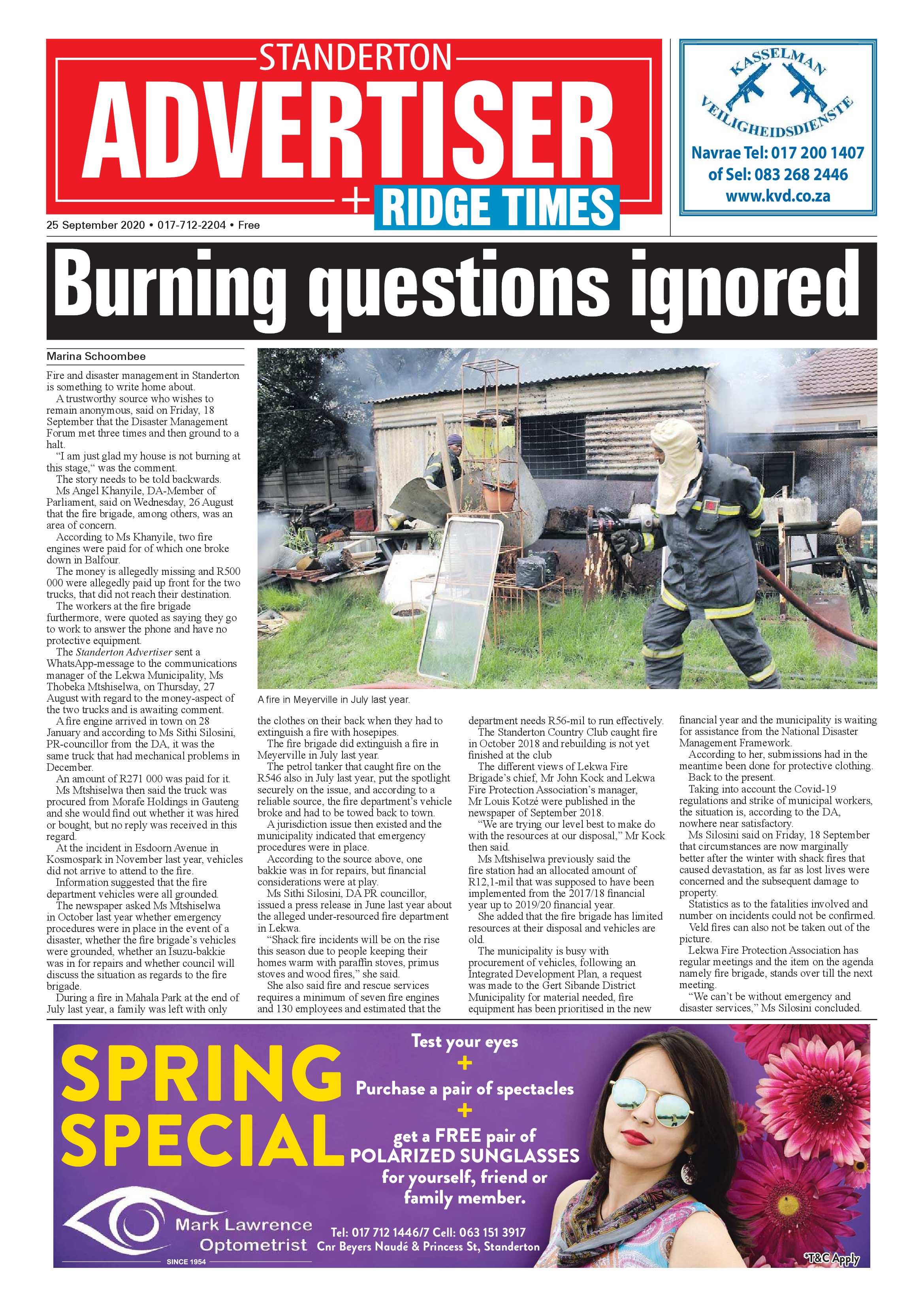 Standerton Advertiser 25 September 2020 page 1