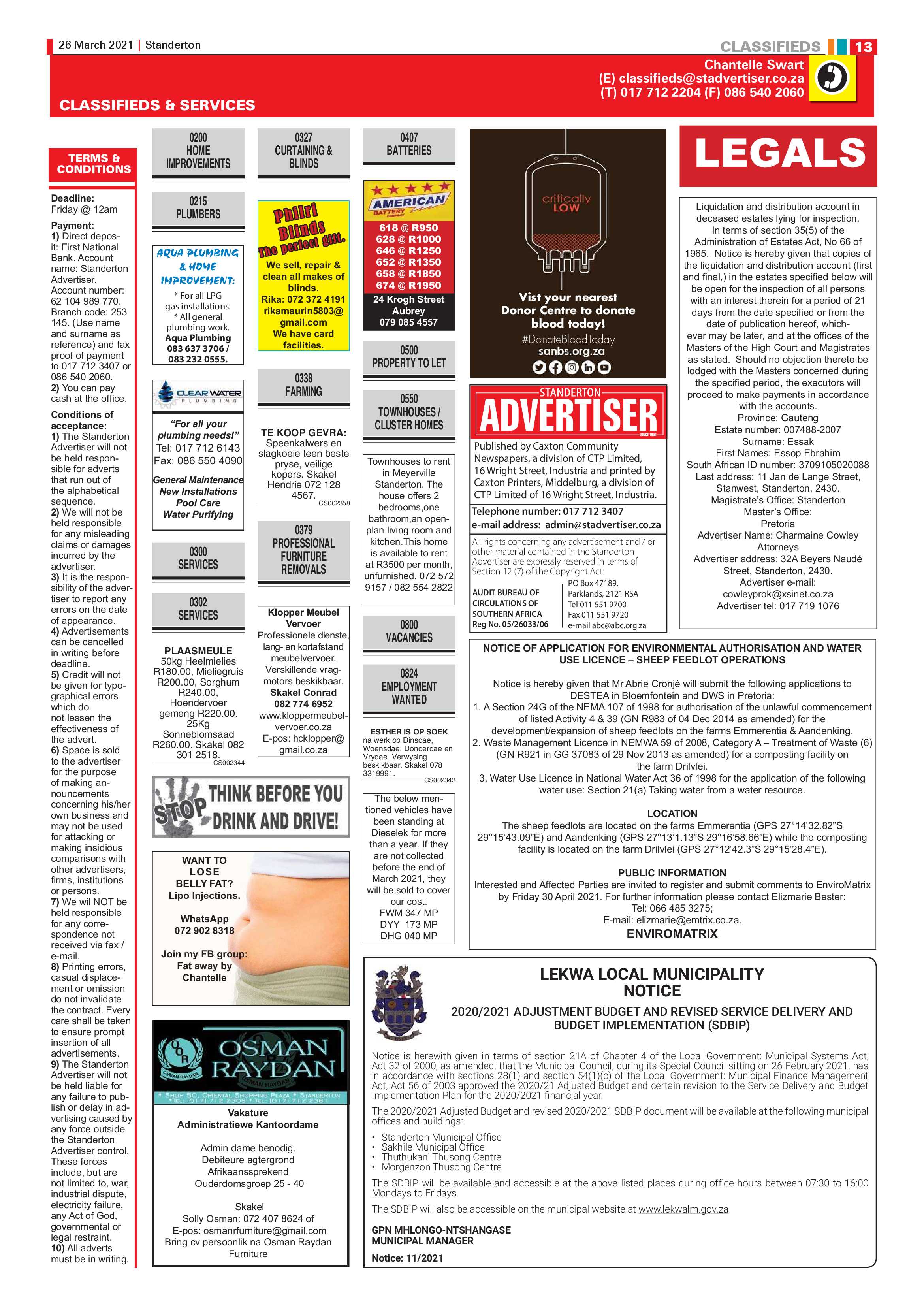 Standerton Advertiser 26 March 2021 page 13