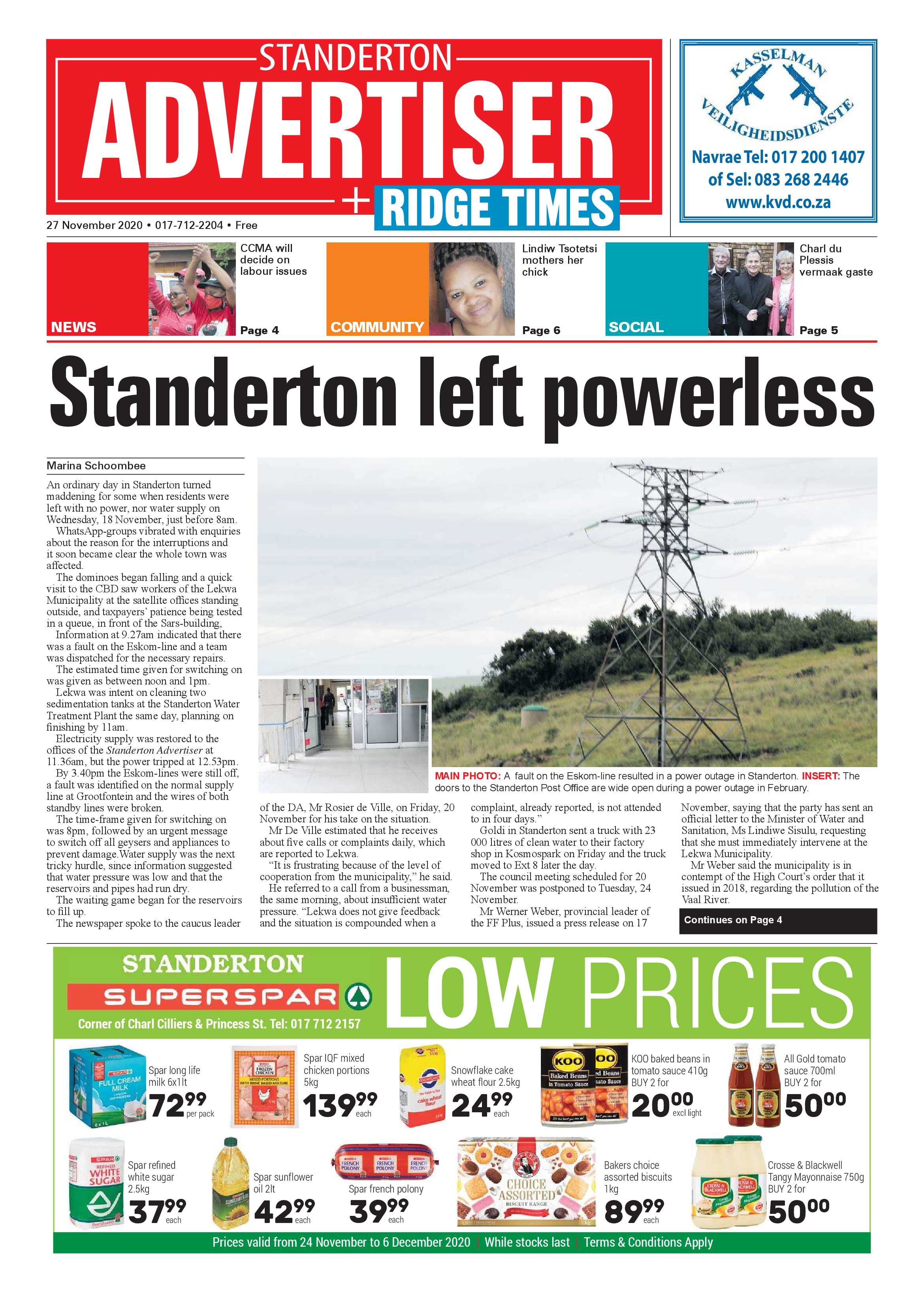 Standerton Advertiser 27 November 2020 page 1