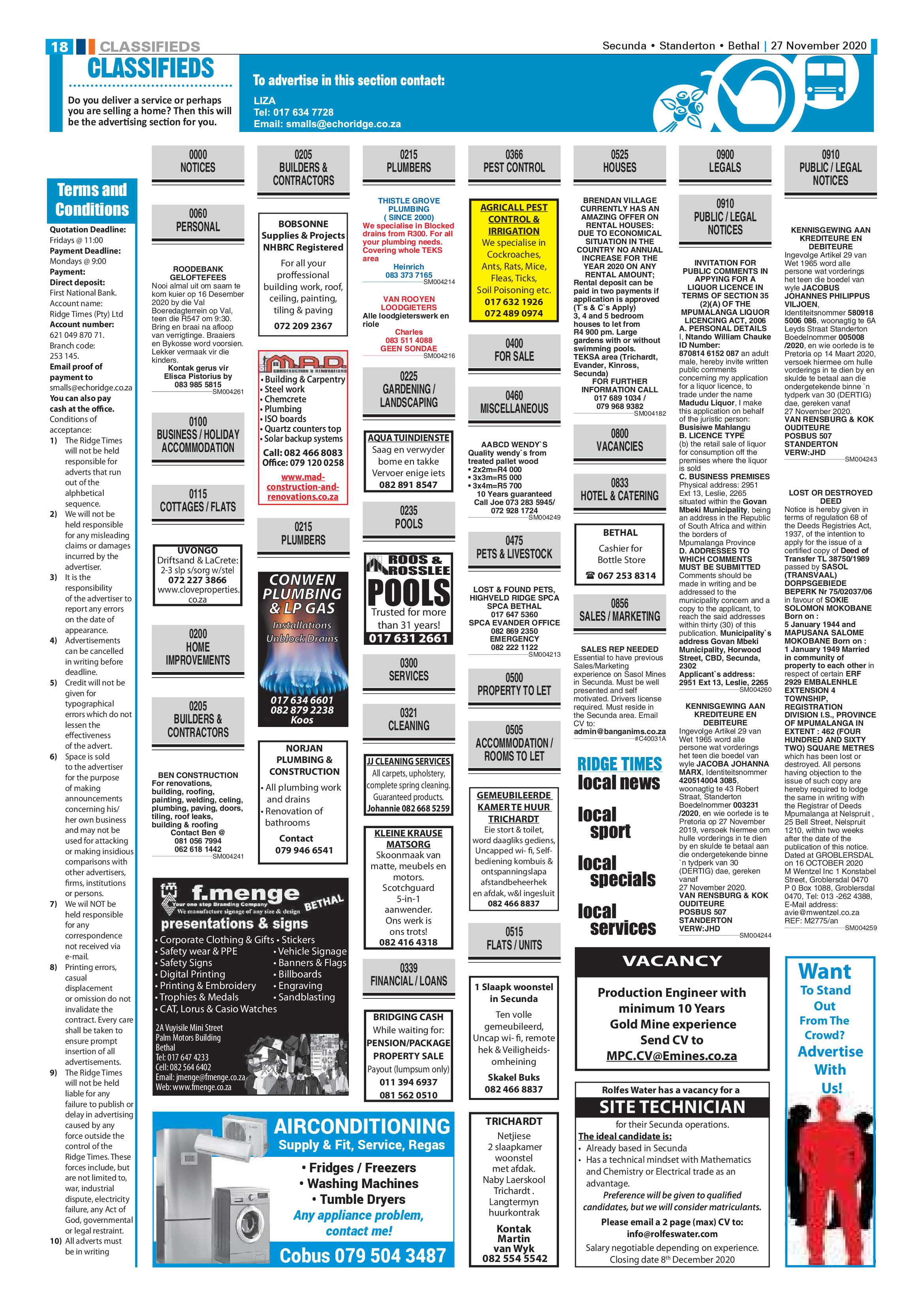 Standerton Advertiser 27 November 2020 page 18