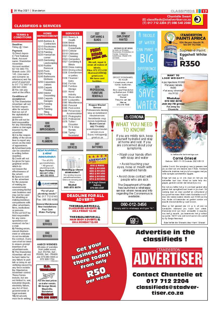 Standerton Advertiser 28 May 2021 page 17