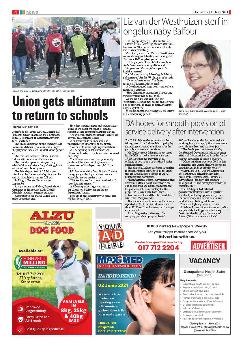 Standerton Advertiser 28 May 2021 page 4