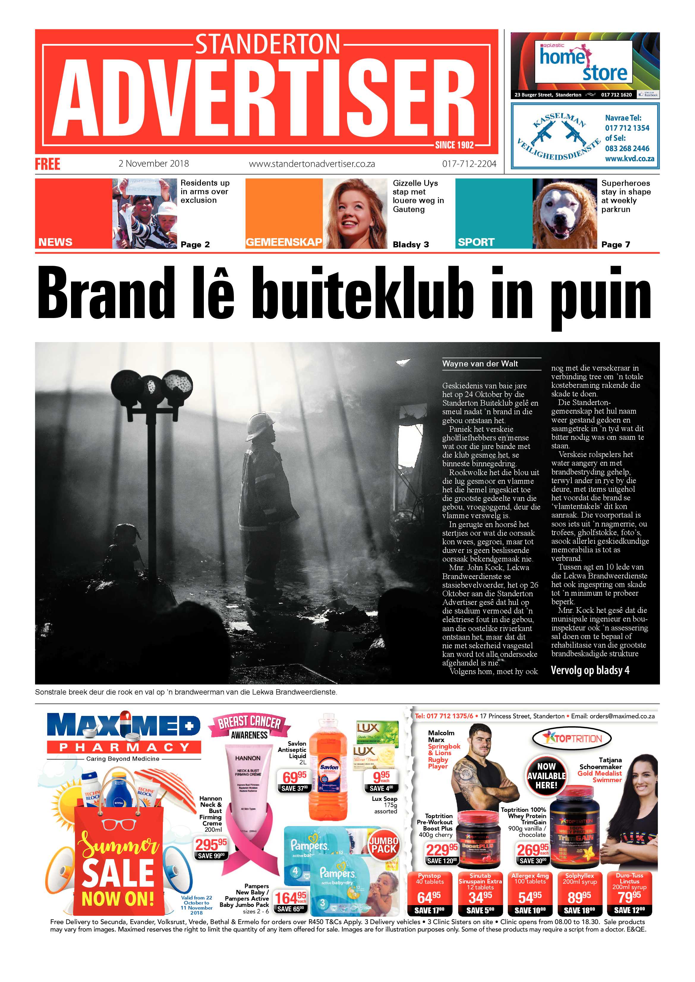 Standerton Advertiser 2 November 2018 page 1