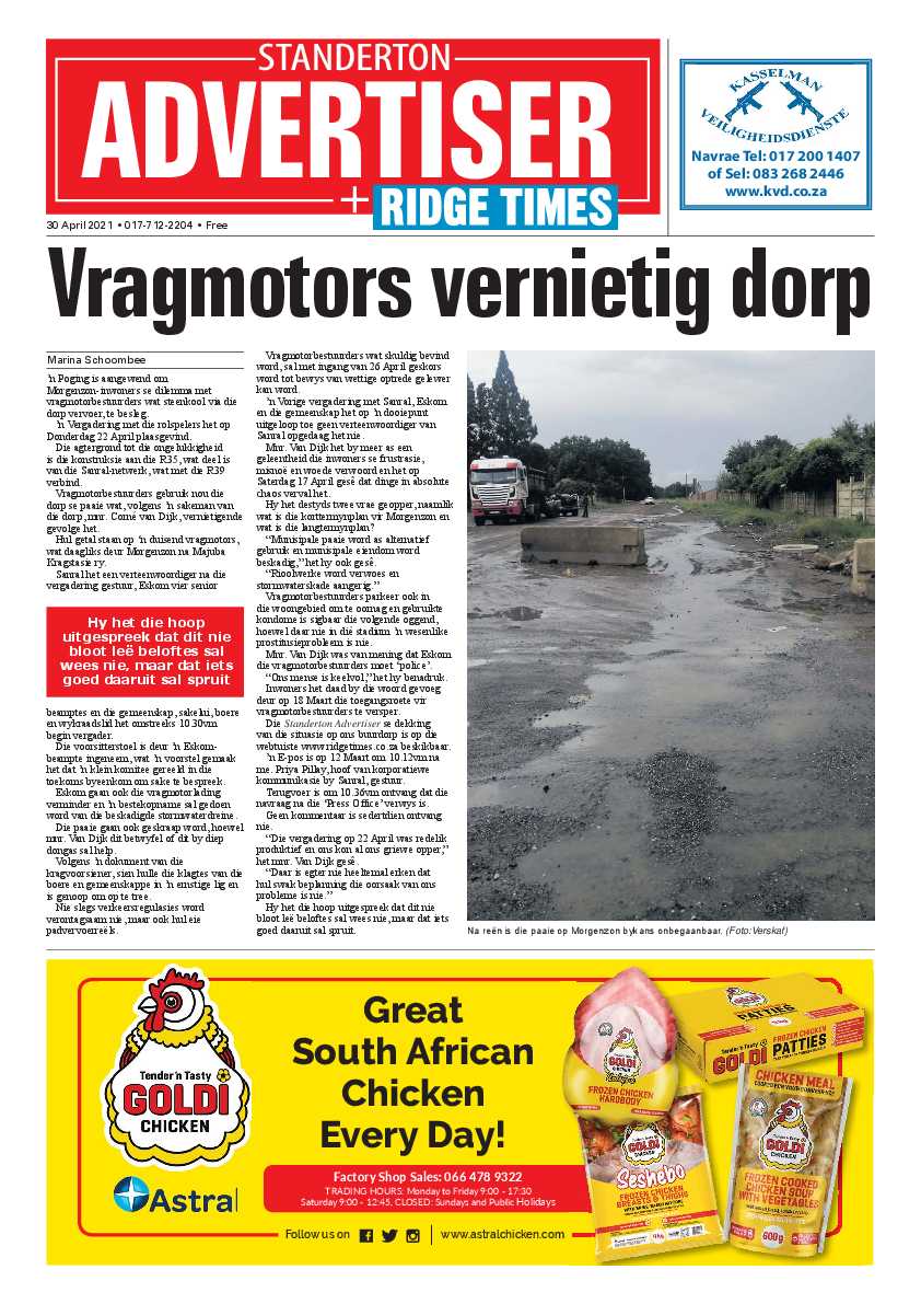 Standerton Advertiser 30 April 2021 page 1