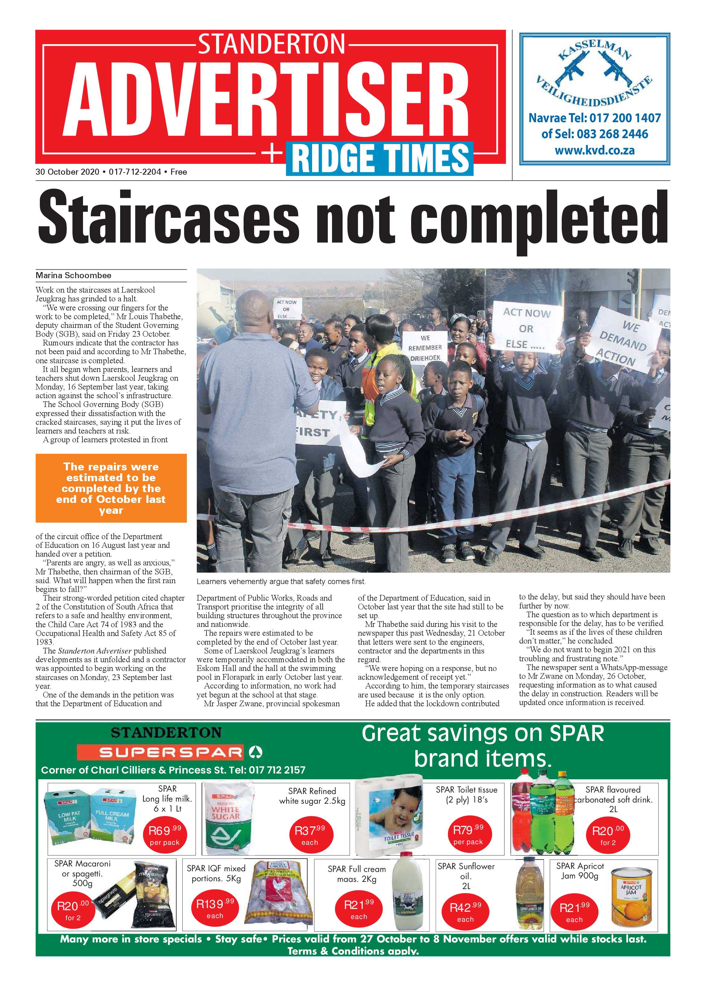 Standerton Advertiser 30 October 2020 page 1