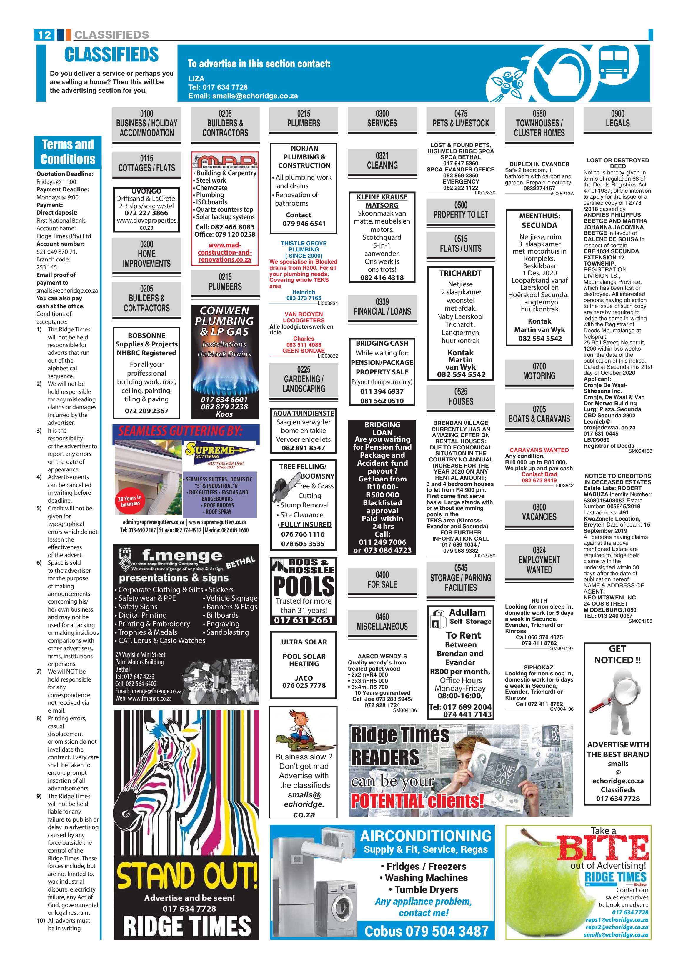 Standerton Advertiser 30 October 2020 page 12