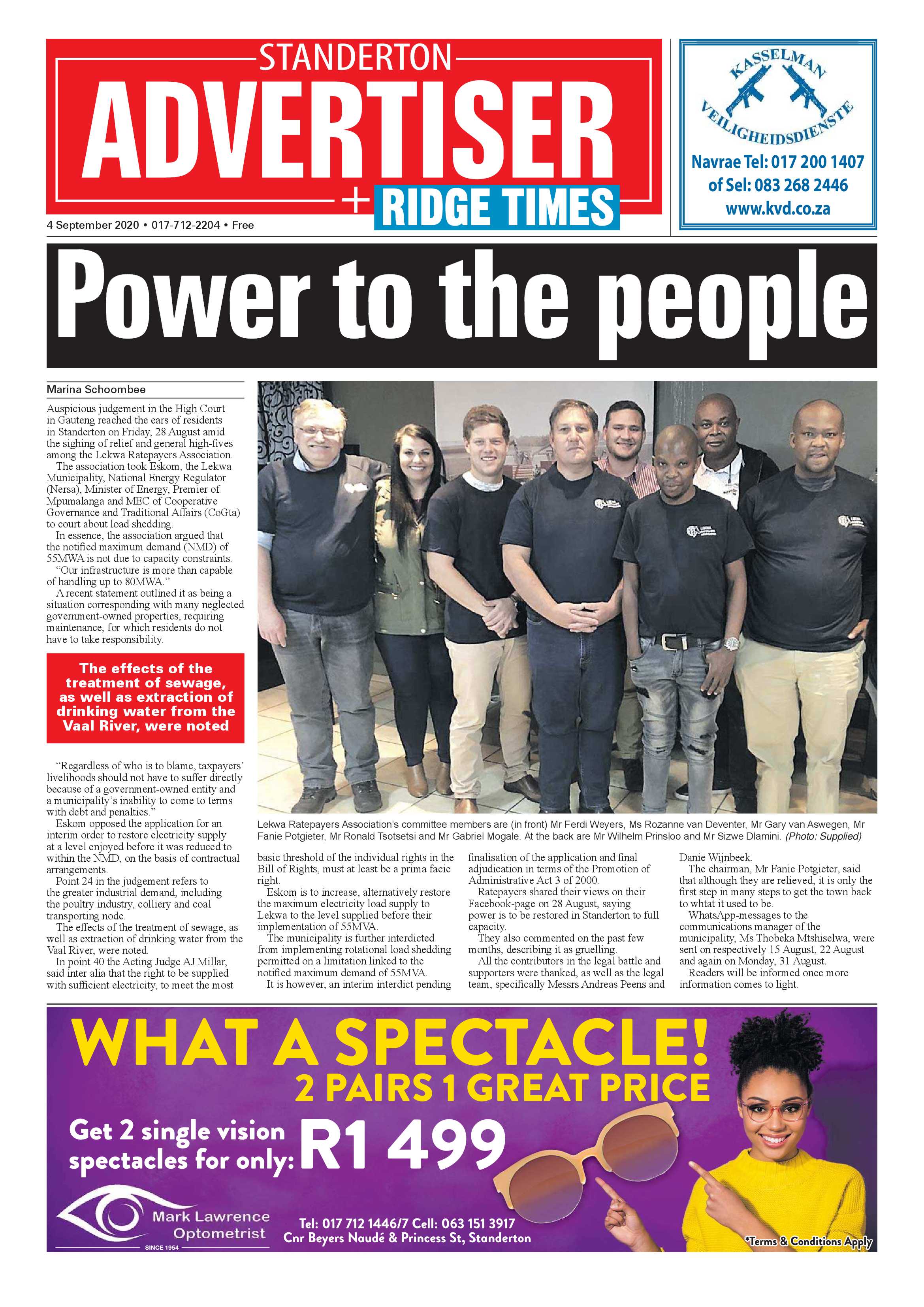 Standerton Advertiser 4 September 2020 page 1