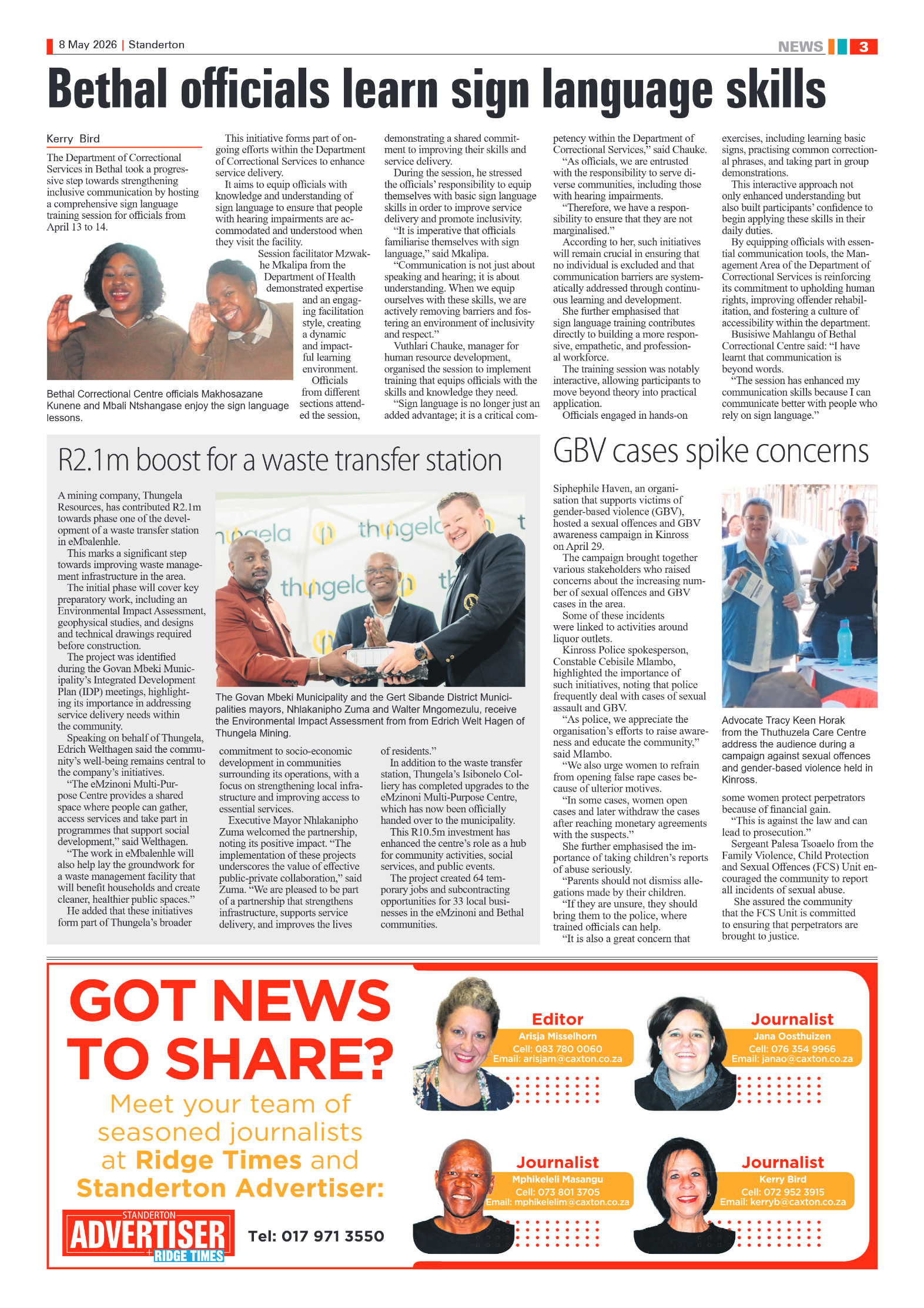 Standerton Advertiser 8 May 2026 page 3