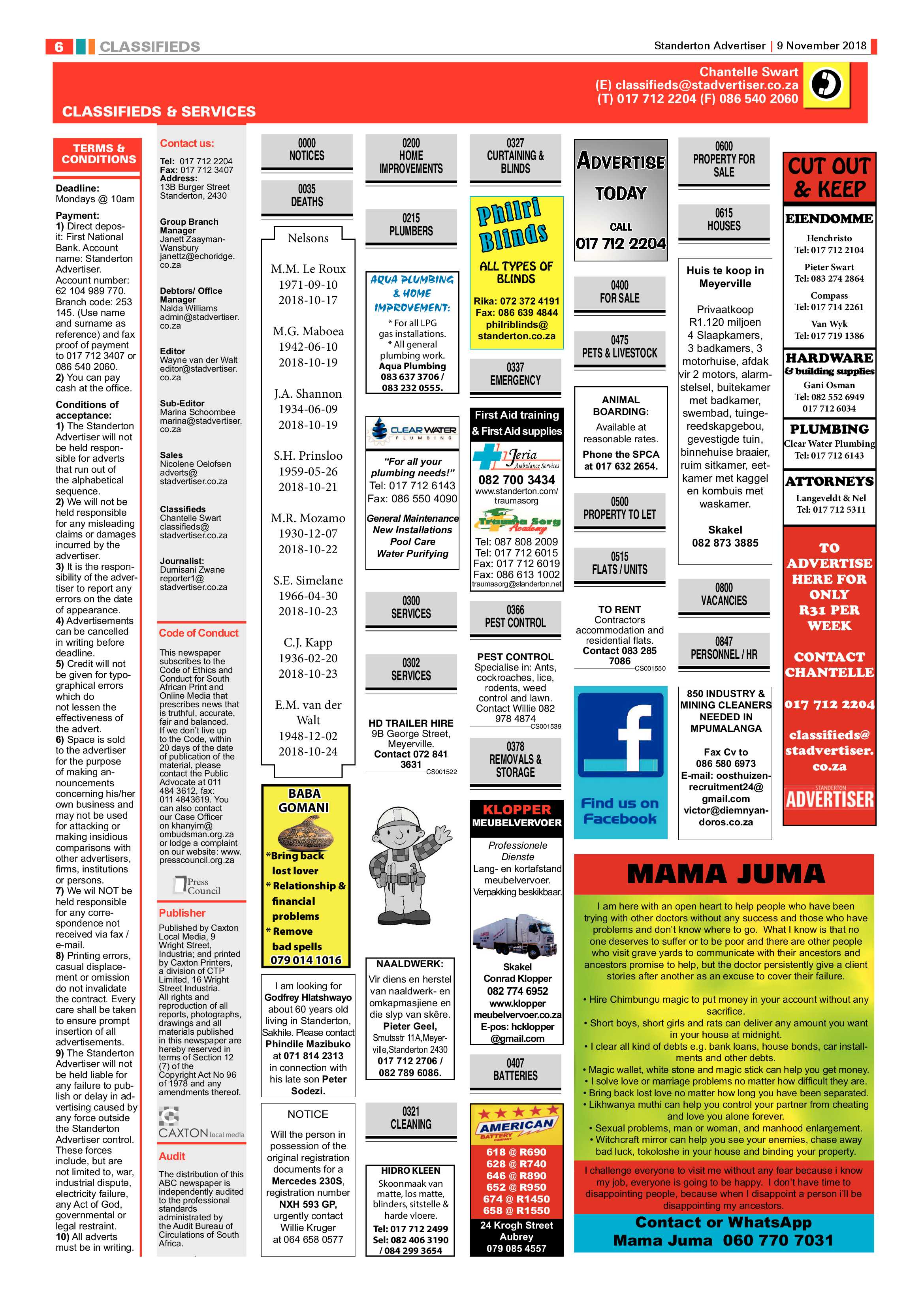 Standerton Advertiser 9 November 2018 page 6