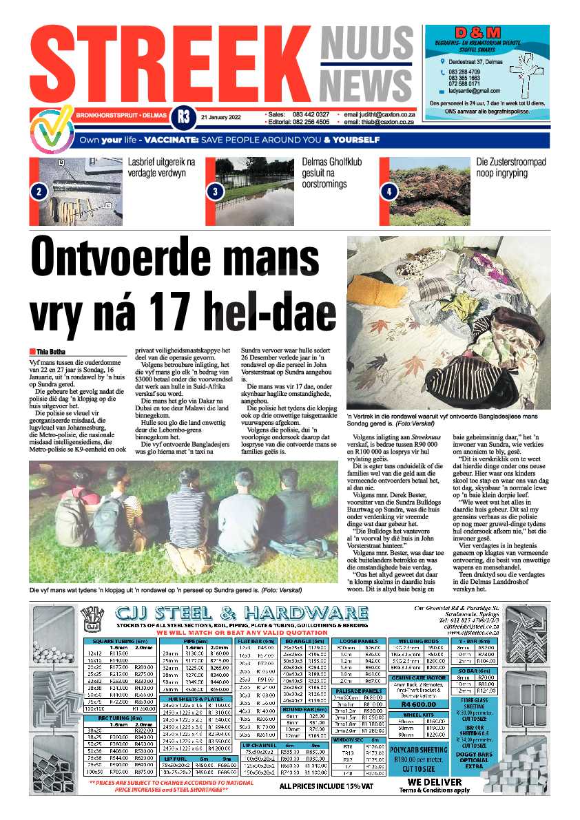 Streeknuus 21 January 2022 page 1