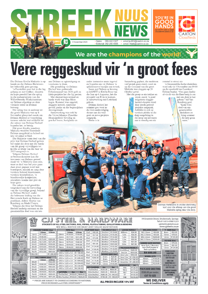 Streeknuus 3 November 2023 page 1
